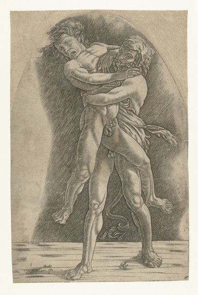 Hércules lucha con Antaeus de Andrea Mantegna (school of)