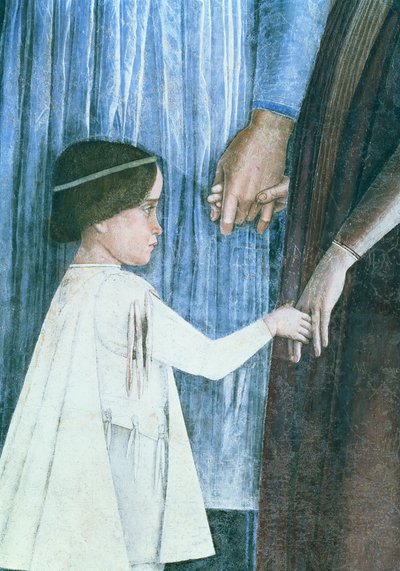 Llegada del Cardenal Francesco Gonzaga: detalle mostrando a uno de sus hermanos menores de Andrea Mantegna