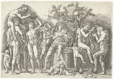 Bacanal con sátiros y bacantes en el lagar de Andrea Mantegna