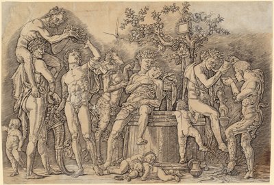 Bacchanal mit einem Weinfass de Andrea Mantegna