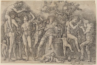 Bacanal con una cuba de vino de Andrea Mantegna