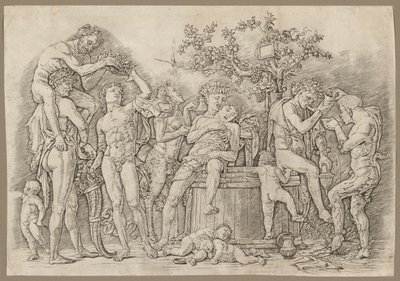 Bacanal con una cuba de vino de Andrea Mantegna