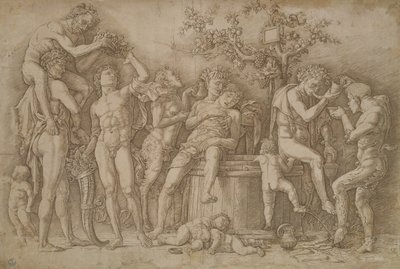 Bacanal con la cuba de vino, 1470-90 de Andrea Mantegna