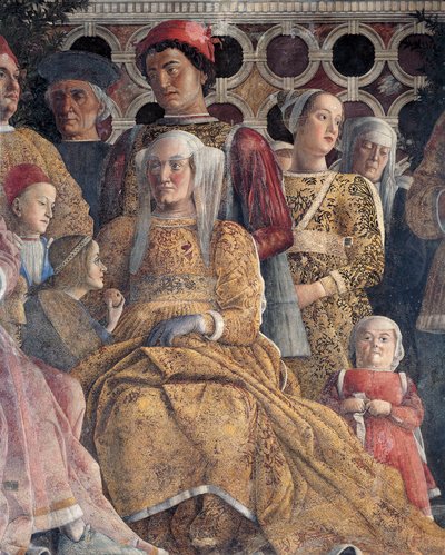 Bárbara de Brandeburgo con su hija Paula y Rodolfo Gonzaga (detalle) de Andrea Mantegna