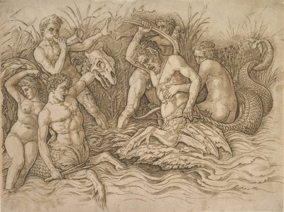 Batalla de los dioses del mar mitad derecha, ca. 1485-88 de Andrea Mantegna