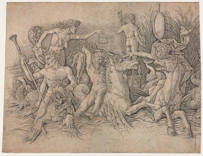 Batalla de los dioses del mar - porción izquierda de Andrea Mantegna