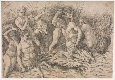 Batalla de los dioses del mar - parte derecha de Andrea Mantegna