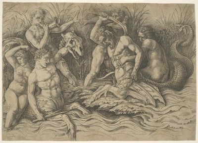 Batalla de los dioses del mar: Mitad derecha de un friso de Andrea Mantegna