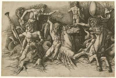 Batalla de los dioses del mar (mitad izquierda) de Andrea Mantegna