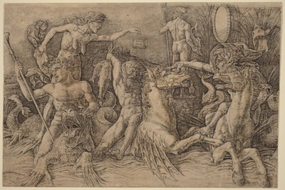 La batalla de los dioses del mar [mitad izquierda] de Andrea Mantegna