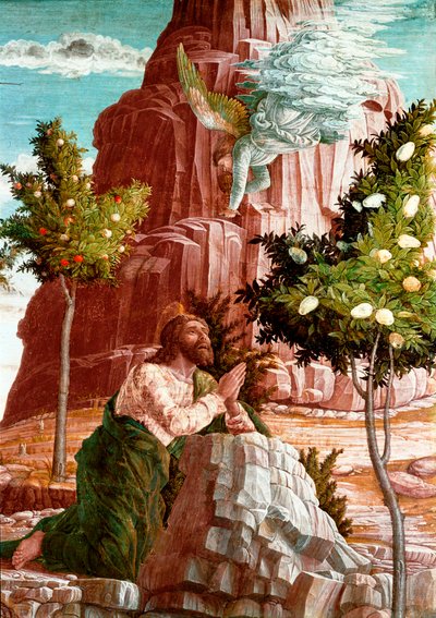 Cristo ora en el Jardín de los Olivos (detalle) de Andrea Mantegna