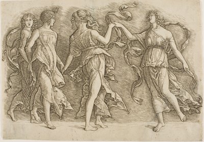 Cuatro mujeres bailando de Andrea Mantegna