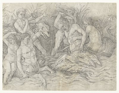 Batalla entre tritones con nereidas a sus espaldas Batalla de los dioses del mar de Andrea Mantegna