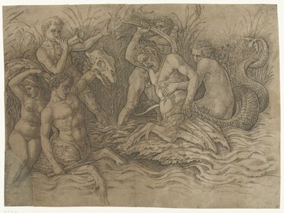 Batalla entre tritones con nereidas a sus espaldas Batalla de los dioses del mar de Andrea Mantegna