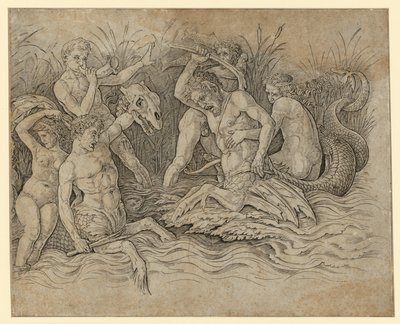 Combate de los dioses del mar de Andrea Mantegna