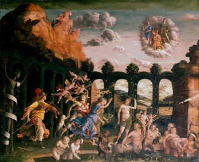 Minerva persiguiendo los vicios del jardín de la virtud, c. 1502 de Andrea Mantegna