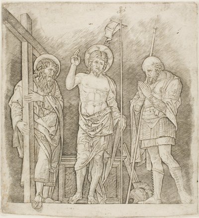 Cristo resucitado entre los santos Andrés y Longinos de Andrea Mantegna