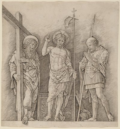 Cristo Resucitado entre Santos Andrés y Longinos de Andrea Mantegna