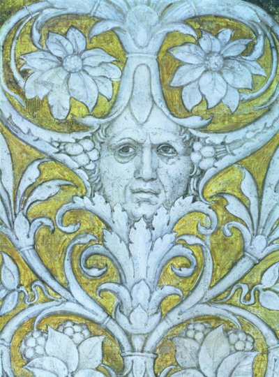 Autorretrato incorporado en el friso decorativo de la Camera degli Sposi (detalle) de Andrea Mantegna