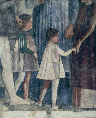 Segismundo y Francisco II Gonzaga, detalle del Muro de la Reunión por Andrea Mantegna, Castillo de San Giorgio, Cámara de los Esposos o Camera Picta, Mantua de Andrea Mantegna