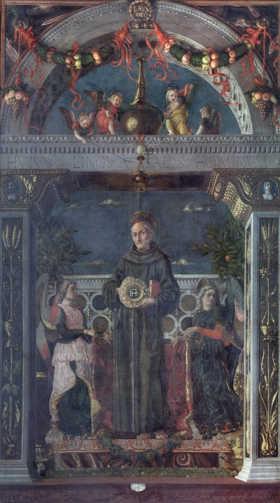 San Bernardino de Siena con ángeles de Andrea Mantegna