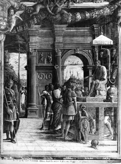 Santiago el Mayor llevado ante el Rey Herodes Agripa (detalle) de Andrea Mantegna