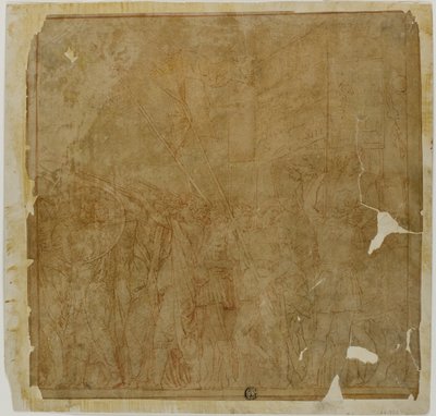 Estudio para los triunfos de Julio César: Lienzo No. I de Andrea Mantegna