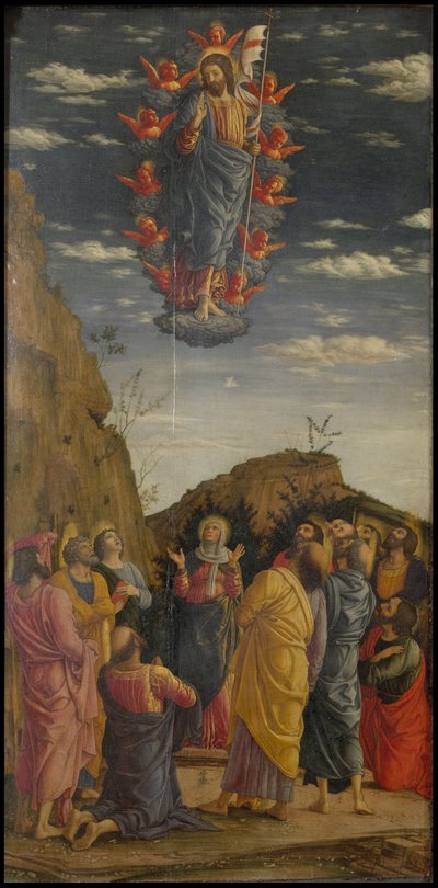 La Ascensión Trittico degli Uffizi, panel izquierdo de Andrea Mantegna