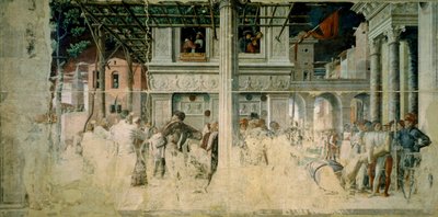 El Martirio y Transporte del Cuerpo Decapitado de San Cristóbal, c.1448-57 de Andrea Mantegna