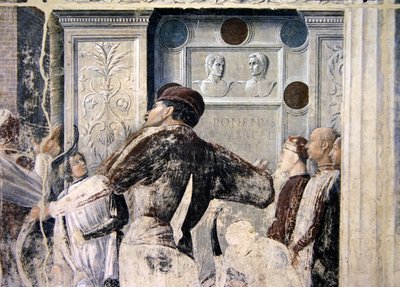 El martirio de San Cristóbal, detalle de los espectadores de Andrea Mantegna