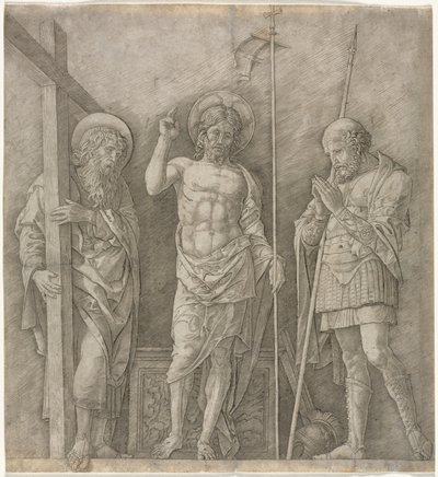 The Risen Christ between St Andrew and Longinus de Andrea Mantegna