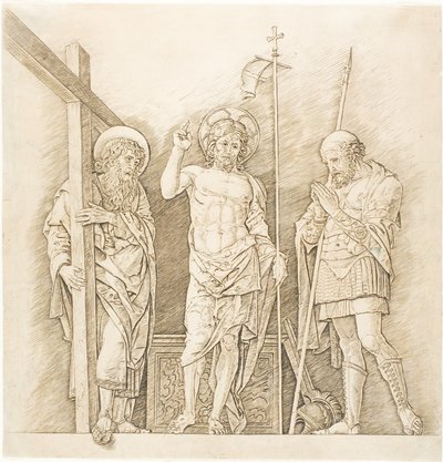 Cristo resucitado entre los santos Andrés y Longinos de Andrea Mantegna