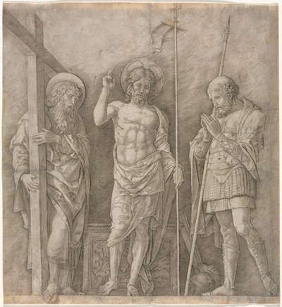 The Risen Christ between St Andrew and Longinus de Andrea Mantegna