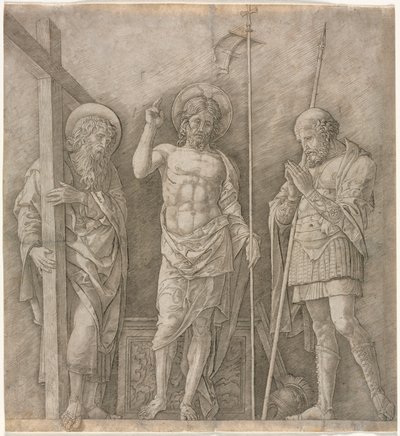 Cristo resucitado entre San Andrés y Longinos, principios de 1470 de Andrea Mantegna