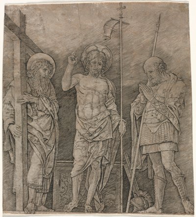 El Cristo resucitado entre San Andrés y Longinus de Andrea Mantegna