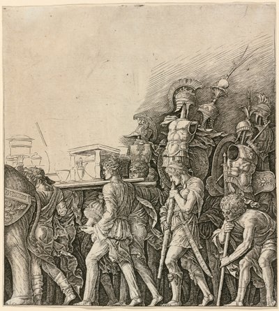 El triunfo de César: soldados portando trofeos de Andrea Mantegna