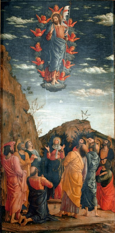 La Ascensión. Pintura de Andrea Mantegna (1431-1506) de 1460. La Ascensión de Cristo, por Andrea Mantegna (1431-1506) de Andrea Mantegna