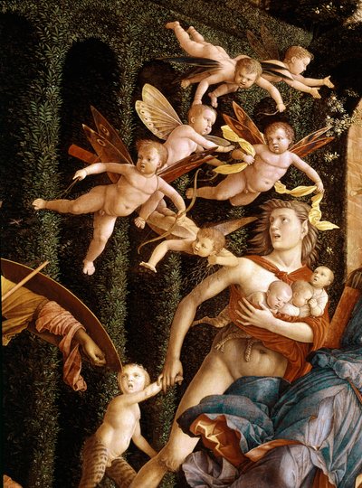 Triunfo de las Virtudes (Minerva Expulsando a los Vicios del Jardín de la Virtud), detalle de Andrea Mantegna