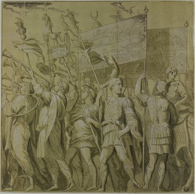 Triunfos de Julio César: Lienzo No. I de Andrea Mantegna