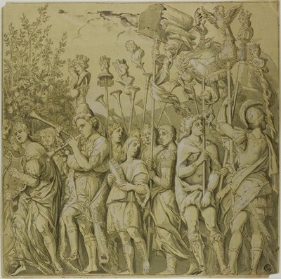 Triunfos de Julio César: Lienzo No. VII de Andrea Mantegna