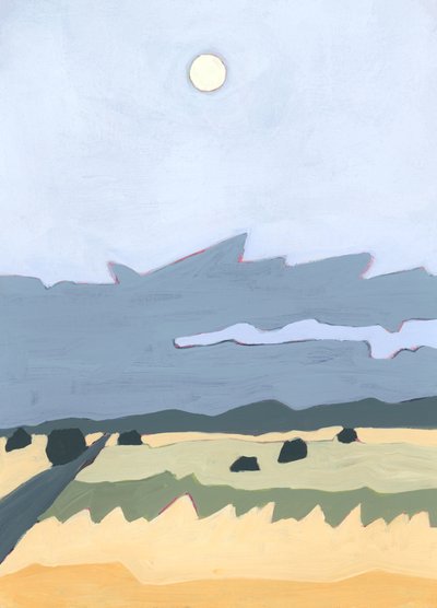 Paisaje de ensueño, 2024 (acrílico sobre papel) de Andrea Mejia
