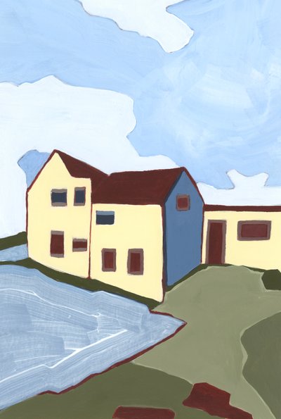 Haunted houses,2023 (acrílico sobre papel) de Andrea Mejia