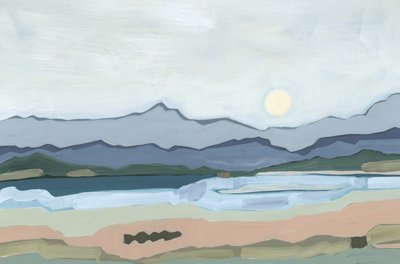 Salida de la luna sobre el valle, 2023 (acrílico sobre papel) de Andrea Mejia