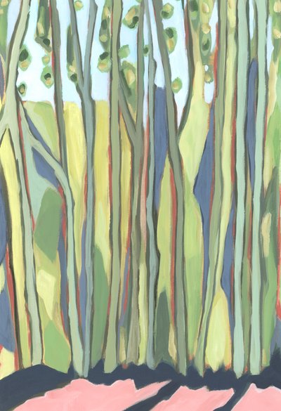 Mañana en el bosque, 2024 (acrílico sobre papel) de Andrea Mejia