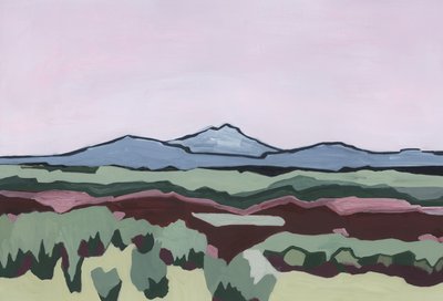 Cielo rosa y tierra abstraída, 2024 (acrílico sobre papel) de Andrea Mejia