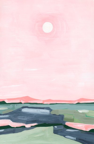 Cielo de fresas, 2023 (acrílico sobre papel) de Andrea Mejia