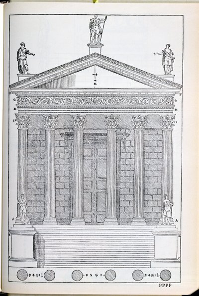 Elevación del Templo de Nimes, ilustración de una copia facsímil de 