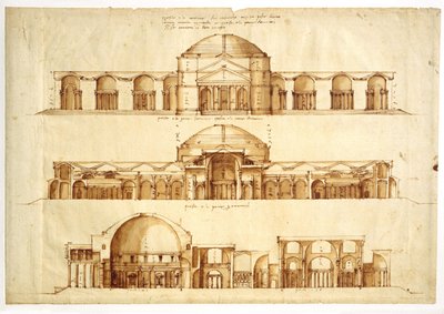 Proyecto de reconstrucción de los Baños de Agripa, Roma, c. 1550 de Andrea Palladio