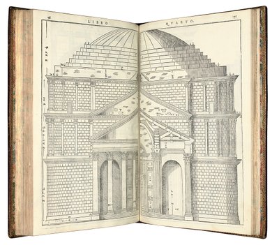 Dos vistas del Panteón, 1570 de Andrea Palladio