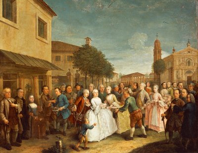 Una fiesta en Villa Widmann, c.1750 de Andrea Pasto
